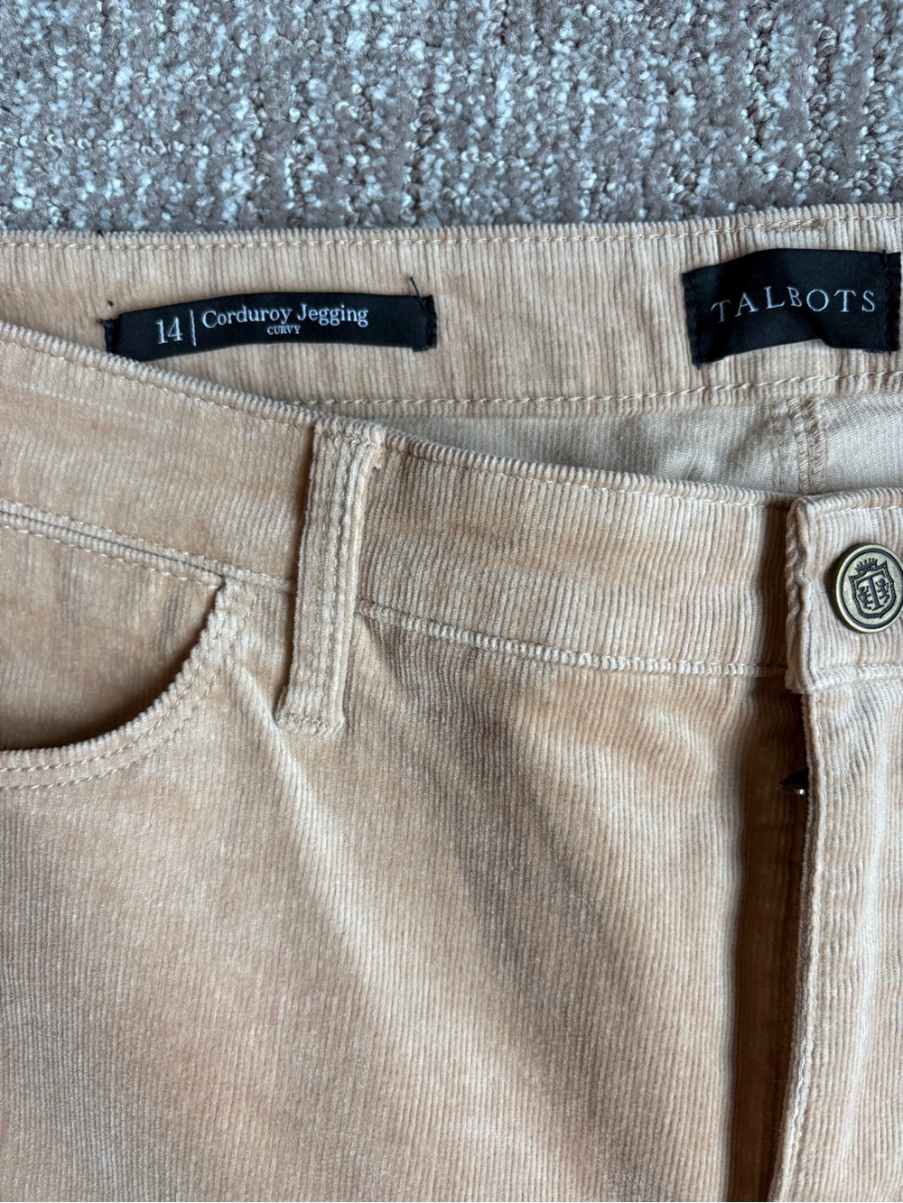 NWT Talbots Curvy Slimming Corduroy Jegging in Tan Size 14 Curvy - Picture 5 of 7